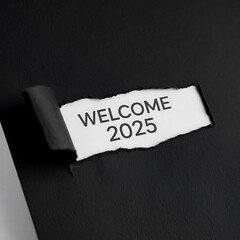 Welcome 2025 concept image for business, torn paper revealing the upcoming year, new opportunities