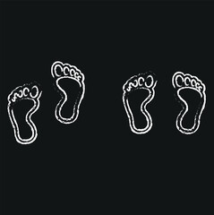 Human footprints line. Barefoot prints set. Vector clipart.