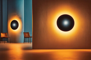 wall lights eclipse-like lamps where illumination emerges from a concealed light source.