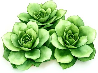 Fototapeta premium Succulent plant isolated on white background. Watercolor illustration.