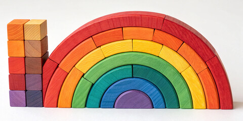 Obraz premium Engaging Vibrant Wooden Color Blocks Creating a Gradient Spectrum for Educational Play