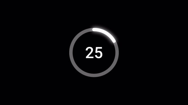  30 seconds circle countdown timer animation from 30 to 0 seconds on transparent background with alpha channel, countdown video