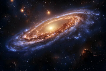 Fototapeta premium Majestic Spiral Galaxy in Deep Space: Cosmic Wonders of the Universe