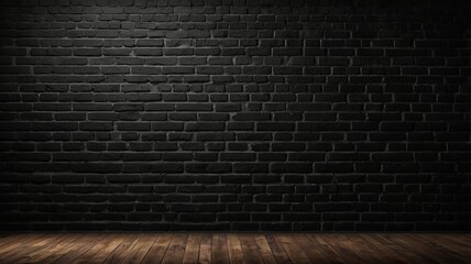 Fototapeta premium Black Brick Wall Texture – Dark Industrial Background for Design