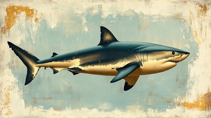 Naklejka premium Vintage Shark Ocean Poster Art Print