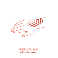 Artificial skin technology linear icon. Editable stroke.