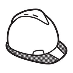 black and white vector, standard safety helmet facing right