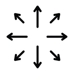 Eight arrows pointing in different directions central focus