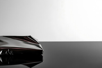 Abstract black shape on reflective surface