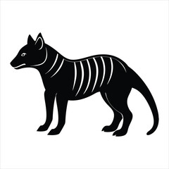  Extinct animal thiamine Tasmanian silhouette vector illustration.