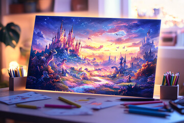 Fairytale Castle Sunset Landscape