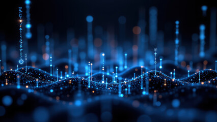 Obraz premium This is an abstract digital art piece featuring a blue wave-.