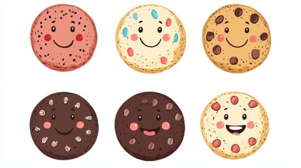 Cute and Simple Illustration of Chubby Smiling Cookies with Happy Faces for Sweet Themed Designs and Projects