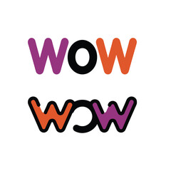 Colorful WOW text design graphic art,