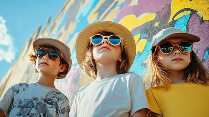 Fashion summer look kids outdoors.
