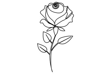 Rose flower continuous single line art drawing of outline vector illustration