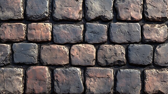 Cobblestone Pavement Texture: A close-up, detailed texture of weathered cobblestones, showcasing the intricate patterns and colors of this classic paving material.