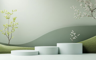  Natural and fresh background of e-commerce products display table
