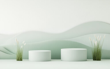  Natural and fresh background of e-commerce products display table
