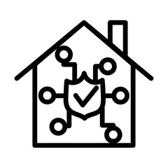smart home check mark line icon