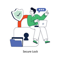  Secure Lock Flat Style Design Vector illustration. Stock illustration