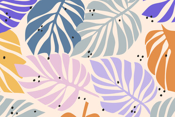 Obraz premium Tropical leaf background design, trendy minimalistic backdrop
