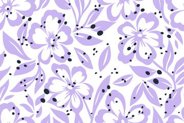 Bold floral backgrorund with contrasting colors on fabric background