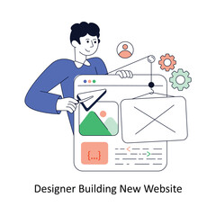Designer Building New Website Flat Style Design Vector illustration. Stock illustration