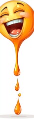 Joyful emoji character dripping liquid digital art colorful environment fun concept