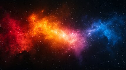 Fototapeta premium Cosmic Fire and Ice: A breathtaking nebula, swirling with vibrant hues of fiery orange and cool blue, creates a celestial dance of color and energy amidst a backdrop of countless stars. 