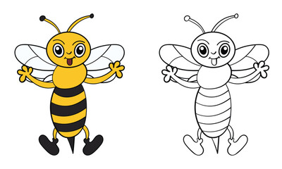 Cartoon Bee Coloring Pages for Kids: Back-to-School Fun with Cute Characters