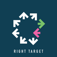 Change arrows form modern logo. Rotary towards target company logo template. vector