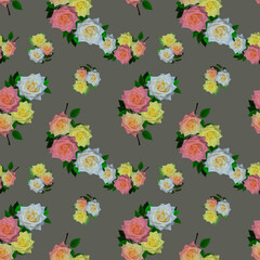 Illustration. Seamless pattern of flowers