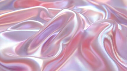 Obraz premium Dreamy Pink Silk Drape: An iridescent, pink silk fabric flows and folds in a mesmerizing pattern, creating an ethereal and luxurious visual.