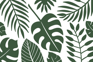 Green tropical leaves create an abstract design. Minimalistic trendy background.