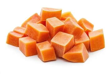 papaya chunks on white background MONA