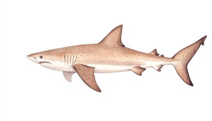 Fototapeta premium Detailed illustration of a shark swimming gracefully, showcasing its natural colors and patterns