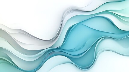 Obraz premium Flowing Blue and Green Abstract Minimalist Design with Waves