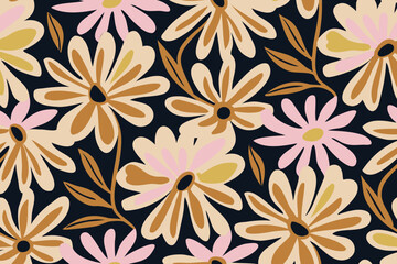 Daisies  trendy minimalistic background. Floral background.