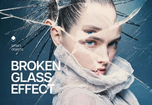 Broken Glass Shards Photo Effect Mockup
