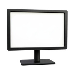 blank computer monitor on a simple black stand. designed for displaying digital content or information its clean. minimalist design suggests it could be used in various settings. such as offices or ho