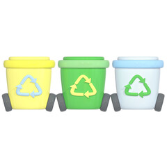 3D Colorful Recycling Bins for Waste Management