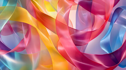 Vibrant Abstract Background with Interwoven Rainbow Ribbon Patterns