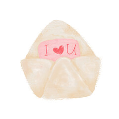 A heartfelt illustration of a watercolor envelope with a handwritten "I Love You" note.
