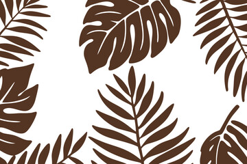 Tropical leaves on a brown background showcasing nature's designs. Brown tropical trendy background