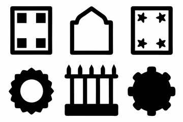 Simple Border Elements Silhouette Vector Icon Set On White Background,line art border, border silhouette icons.