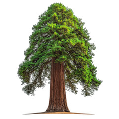 Fototapeta premium tall. majestic tree with a thick trunk and lush green foliage. set against a plain white background the tree's impressive stature highlights its natural beauty and symbolizes strength and longevity
