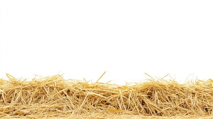Naklejka premium Straw bale border, farm background, isolated, rural harvest, design element