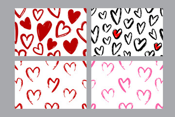 Valentine's Day set of patterns, trendy minimalistic seamless pattern design 