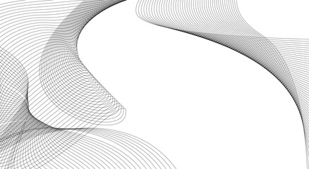 Smooth and flowing dynamic black wave lines isolated on white background. Stylized wave line art vector background.